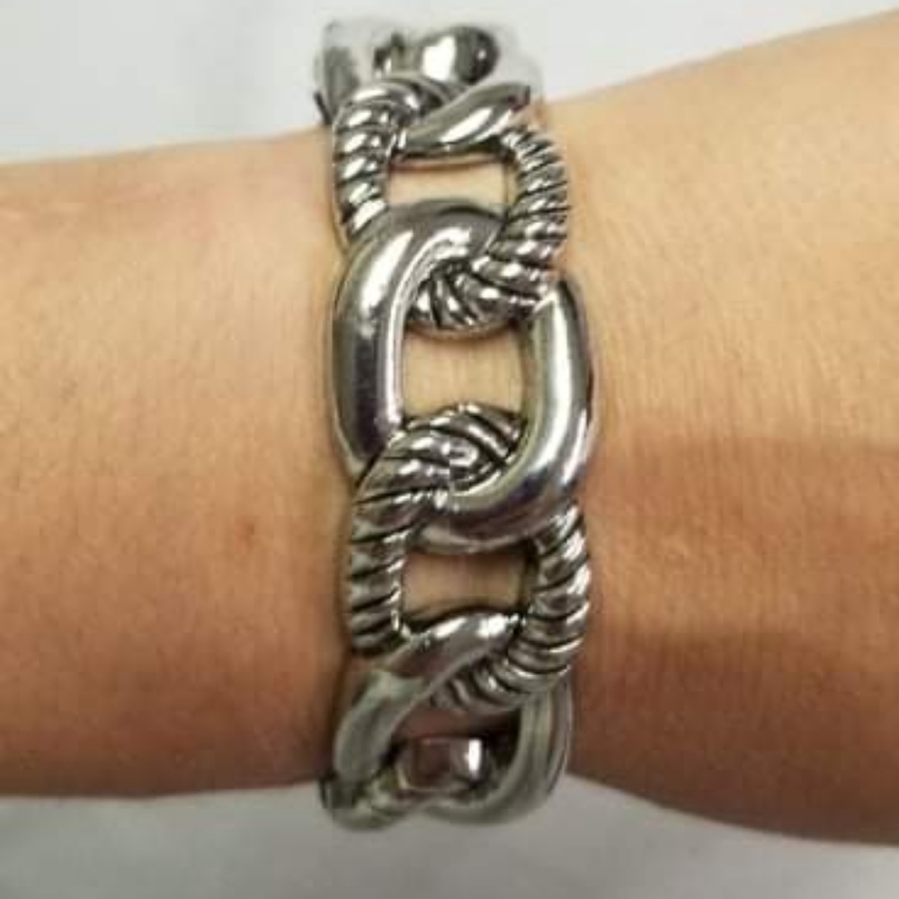 Bold Move Silver Hinge Bracelet